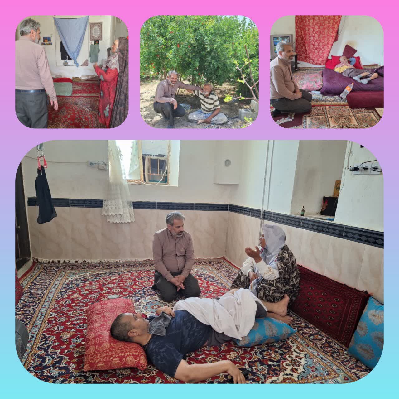 دیدار با بیماران زمین‌گیر و توزیع گوشت قربانی در صالح‌آباد به مناسبت دهه ولایت